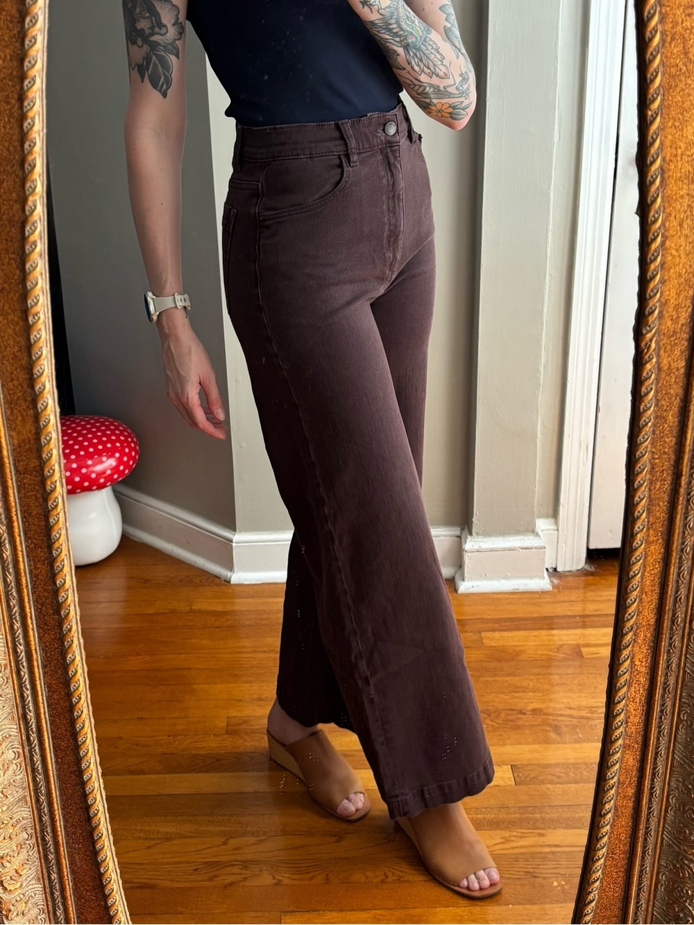 The Hepburn Wide Leg Jean, Dark Cocoa, 28